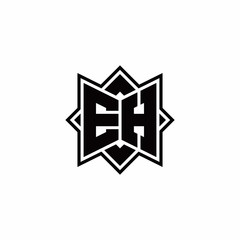 EH monogram logo with square rotate style outline