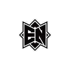 EN monogram logo with square rotate style outline