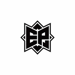 EP monogram logo with square rotate style outline