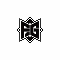 FG monogram logo with square rotate style outline