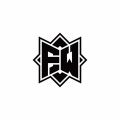 FW monogram logo with square rotate style outline