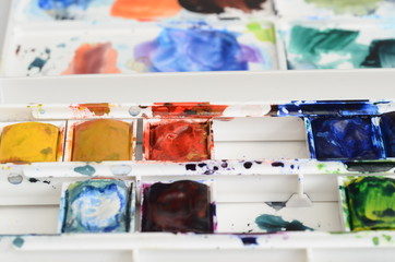 Used watercolor paint palette