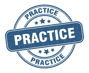 practice stamp. practice label. round grunge sign