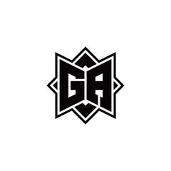 GA monogram logo with square rotate style outline