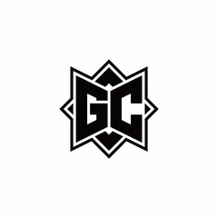 GC monogram logo with square rotate style outline
