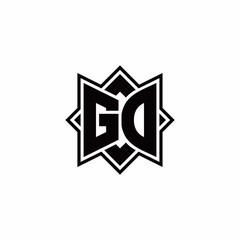 GD monogram logo with square rotate style outline