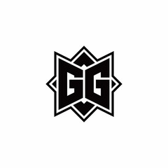 GG monogram logo with square rotate style outline