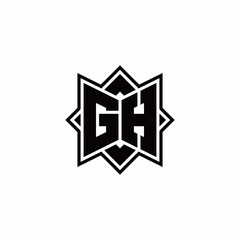 GH monogram logo with square rotate style outline
