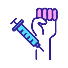 injection in hand icon vector. injection in hand sign. color symbol illustration