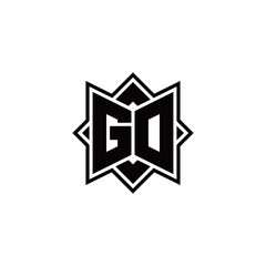 GO monogram logo with square rotate style outline