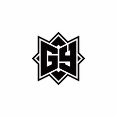 GY monogram logo with square rotate style outline