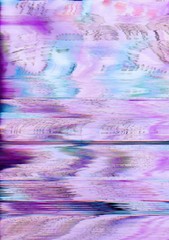 Holographic background. Signal interference. Purple blue color glitch noise texture.