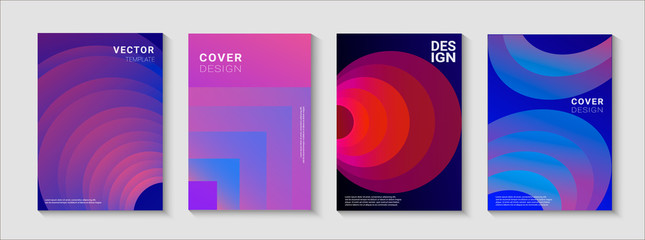 Minimal cover templates. Vector set of abstract design with gradient shapes. It can be used for covers, booklets, flyers, banners, greeting cards.