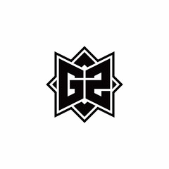 GZ monogram logo with square rotate style outline