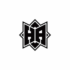 HA monogram logo with square rotate style outline
