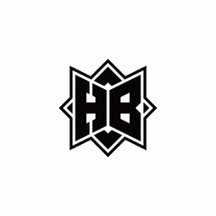 HB monogram logo with square rotate style outline