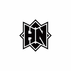HN monogram logo with square rotate style outline