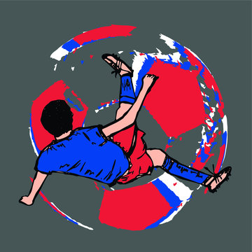 Russia soccer player goal Print embroidery graphic design vector art