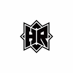 HR monogram logo with square rotate style outline