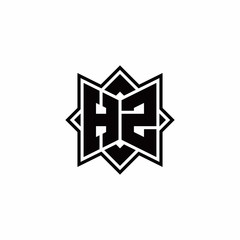 HZ monogram logo with square rotate style outline