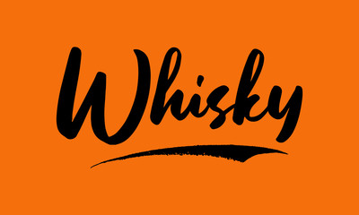 Whisky Calligraphy Black Color Text On Yellow Background