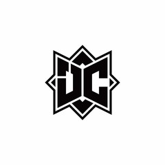 JC monogram logo with square rotate style outline