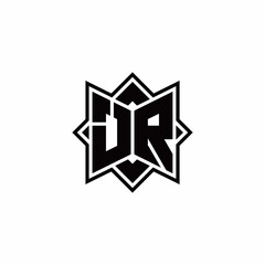 JR monogram logo with square rotate style outline