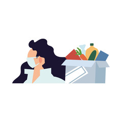 Fototapeta premium delivery girl wearing face mask