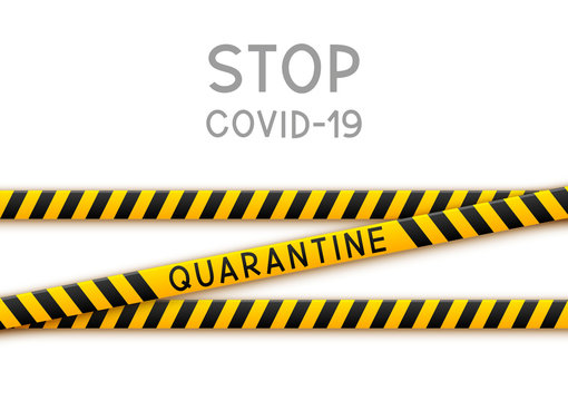Signal tape border for quarantine coronavirus design on white background