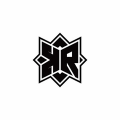 KR monogram logo with square rotate style outline