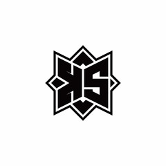 KS monogram logo with square rotate style outline