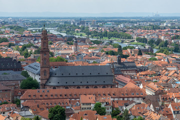 Fototapeta premium lookout on church of the holy spirit in Heidelberg at castle Baden Wuerttemberg