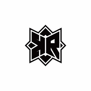 recommend clip art: KR monogram logo with square rotate style outline