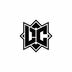 LC monogram logo with square rotate style outline