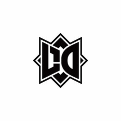LD monogram logo with square rotate style outline