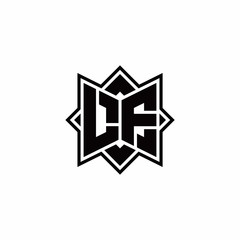 LF monogram logo with square rotate style outline