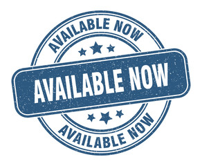 available now stamp. available now label. round grunge sign