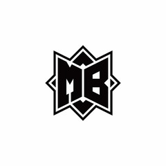 MB monogram logo with square rotate style outline