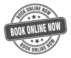 Fototapeta premium book online now stamp. book online now label. round grunge sign
