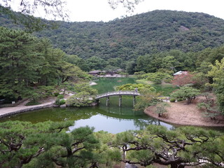 Fototapeta na wymiar Japanese Garden in Takamatsu City, Japan
