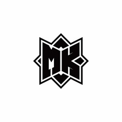MK monogram logo with square rotate style outline