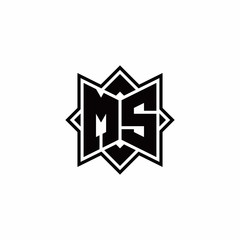 MS monogram logo with square rotate style outline