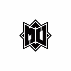 MU monogram logo with square rotate style outline