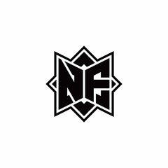 NF monogram logo with square rotate style outline