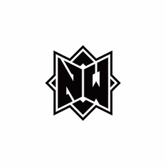NW monogram logo with square rotate style outline