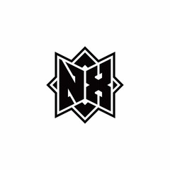 NX monogram logo with square rotate style outline