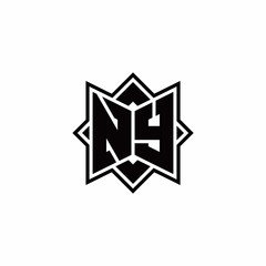 NY monogram logo with square rotate style outline