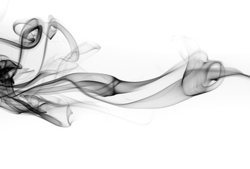 Black smoke abstract on white background, fire design