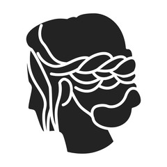 Women with fashionable hairstyle black glyph icon. Hairdresser service. Hair weaving. Pictogram for web page, mobile app, promo. UI UX GUI design element.
