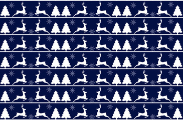 blue and white seamless pattern background vector christmas tree with reindeer holiday animal frost snow 